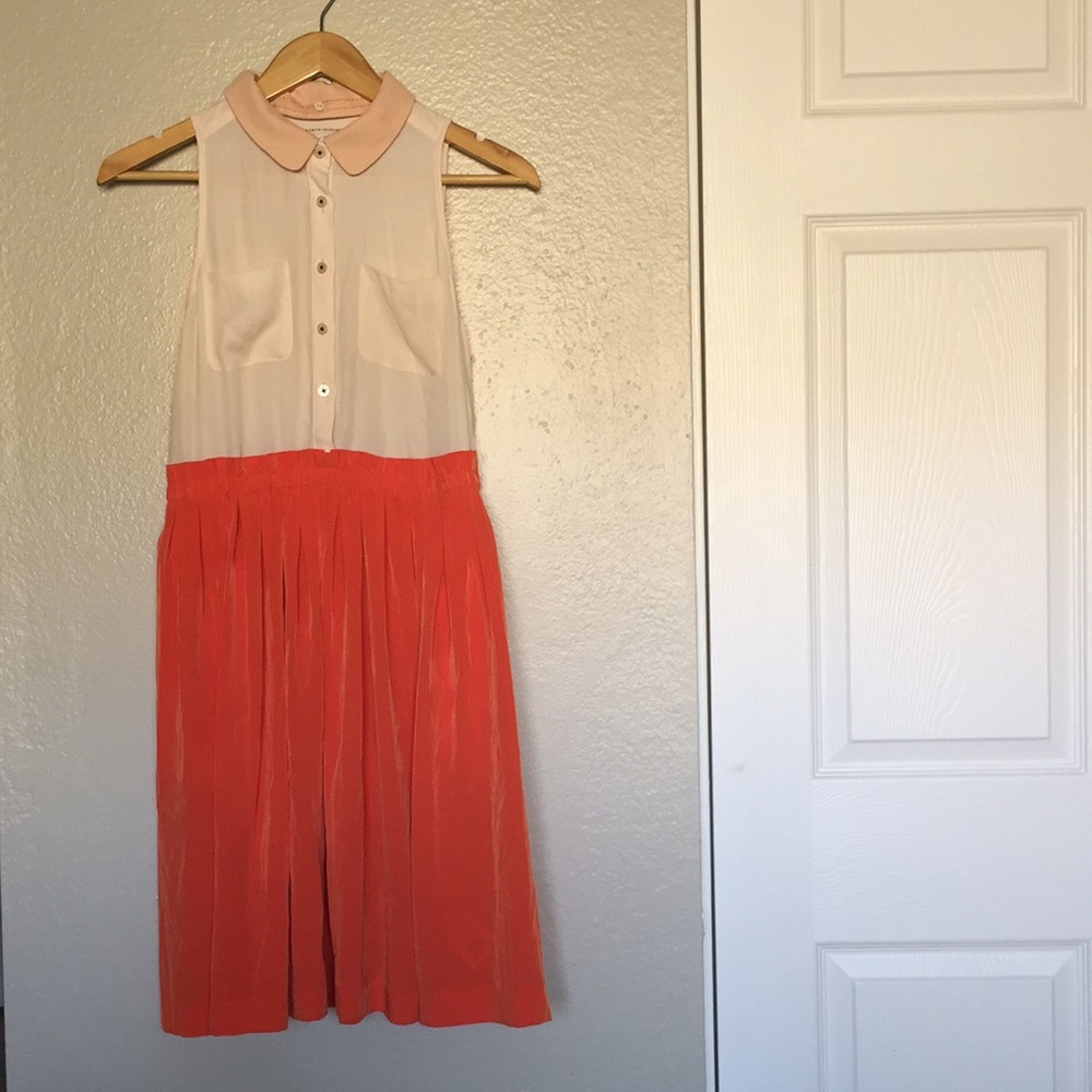 Anthropologie Orange and White 9-H15 Stcl Dress